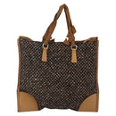 PRADA Hand Bag Tweed Beige Silver Auth bs30129-2