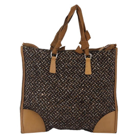 PRADA Hand Bag Tweed Beige Silver Auth bs30129 - 0