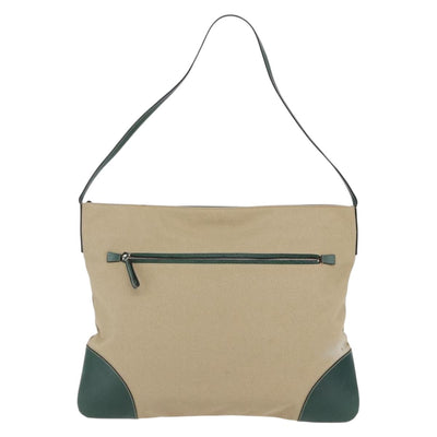PRADA Shoulder Bag Canvas Leather Beige Silver Auth bs30130 - 0