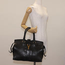 SAINT LAURENT Cavas chic Hand Bag Leather Black Gold 279079 Auth bs30132-22