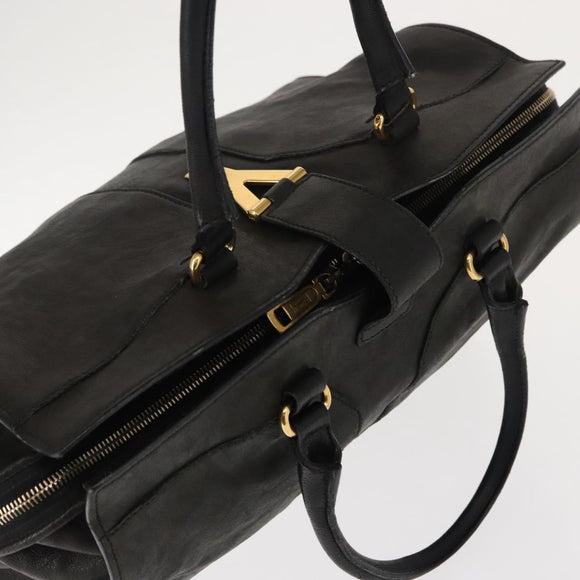 SAINT LAURENT Cavas chic Hand Bag Leather Black Gold 279079 Auth bs30132