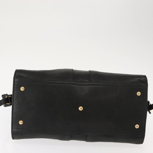 SAINT LAURENT Cavas chic Hand Bag Leather Black Gold 279079 Auth bs30132