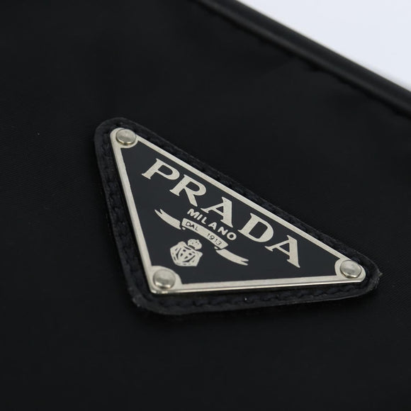 PRADA Business Bag Nylon Black Silver Auth bs30135