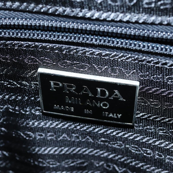 PRADA Business Bag Nylon Black Silver Auth bs30135