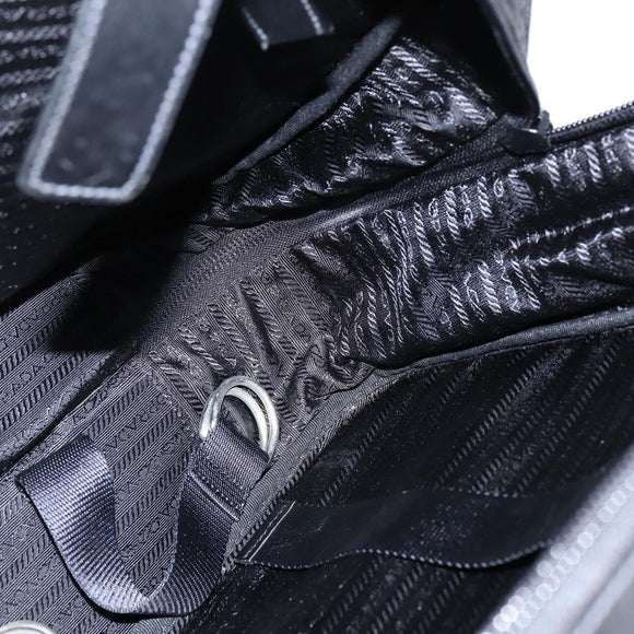 PRADA Business Bag Nylon Black Silver Auth bs30135