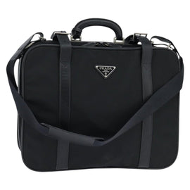 PRADA Business Bag Nylon Black Silver Auth bs30135
