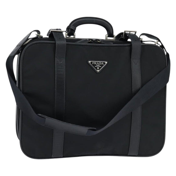 PRADA Business Bag Nylon Black Silver Auth bs30135