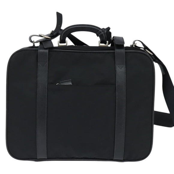 PRADA Business Bag Nylon Black Silver Auth bs30135