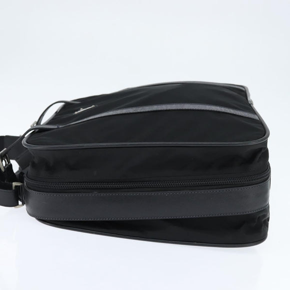 PRADA Business Bag Nylon Black Silver Auth bs30135