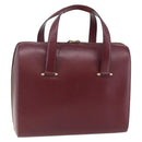 CARTIER Must Line Tote Bag Leather Bordeaux Gold Auth bs30136-1