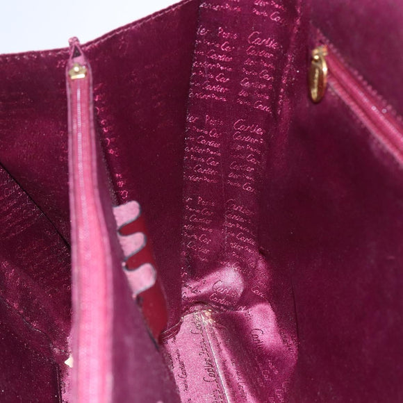 CARTIER Must Line Tote Bag Leather Bordeaux Gold Auth bs30136