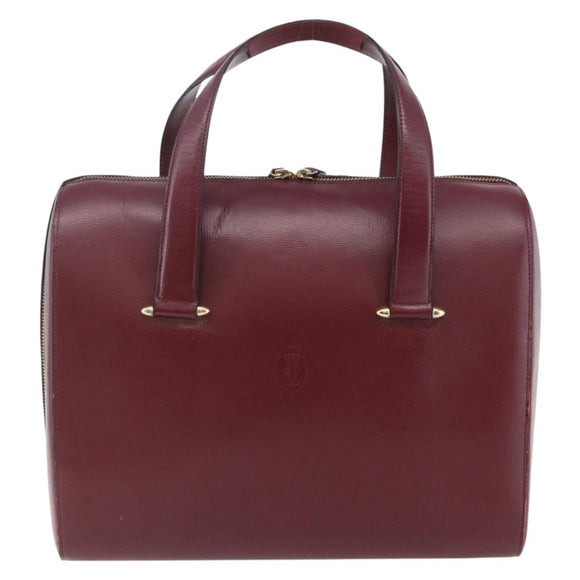 CARTIER Must Line Tote Bag Leather Bordeaux Gold Auth bs30136