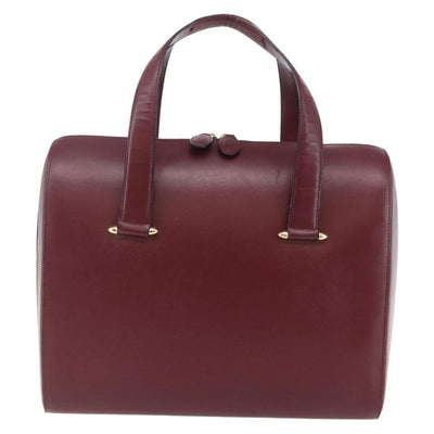 CARTIER Must Line Tote Bag Leather Bordeaux Gold Auth bs30136 - 0