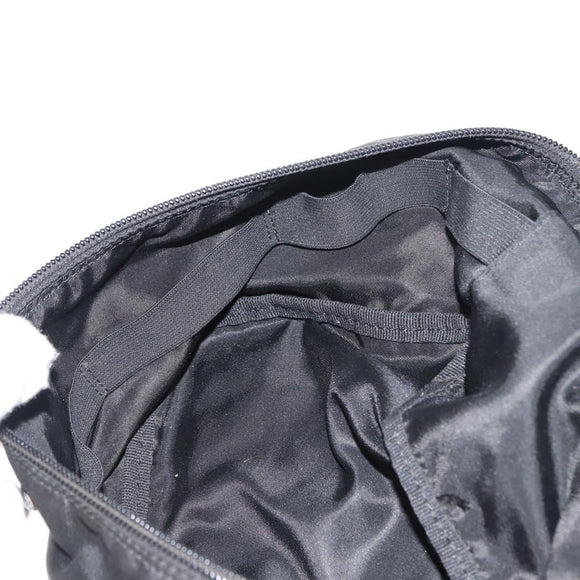 PRADA Vanity Bag Nylon Black Silver Auth bs30138