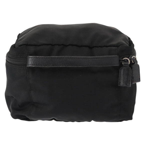 PRADA Vanity Bag Nylon Black Silver Auth bs30138