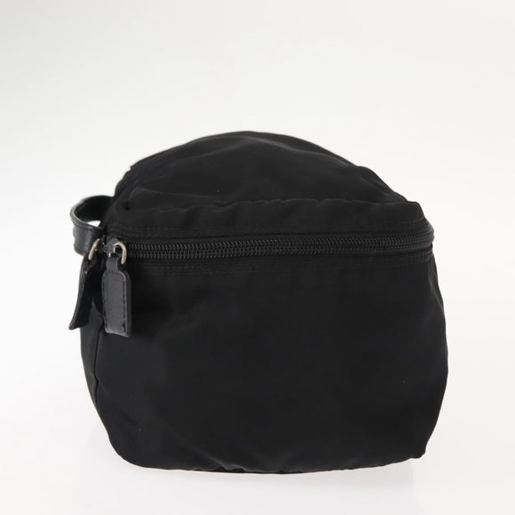 PRADA Vanity Bag Nylon Black Silver Auth bs30138