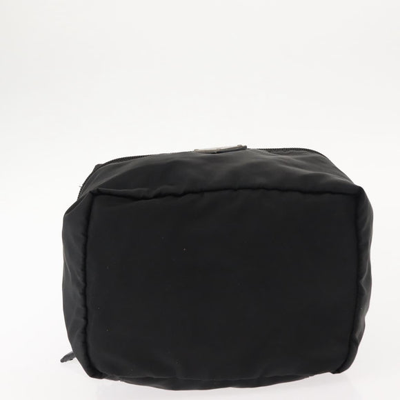 PRADA Vanity Bag Nylon Black Silver Auth bs30138