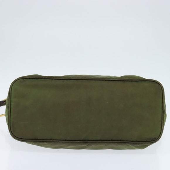 PRADA Tote Bag Nylon Khaki Gold Auth bs30152