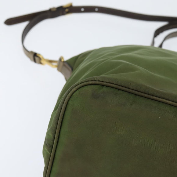 PRADA Tote Bag Nylon Khaki Gold Auth bs30152