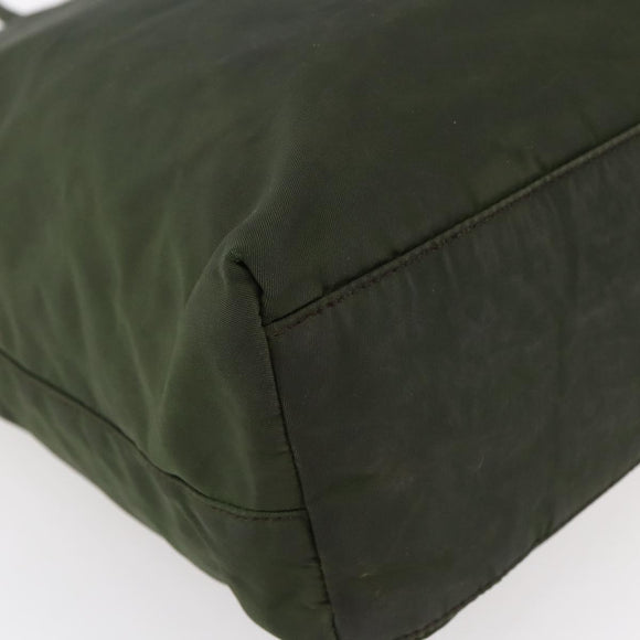 PRADA Tote Bag Nylon Khaki Silver Auth bs30154