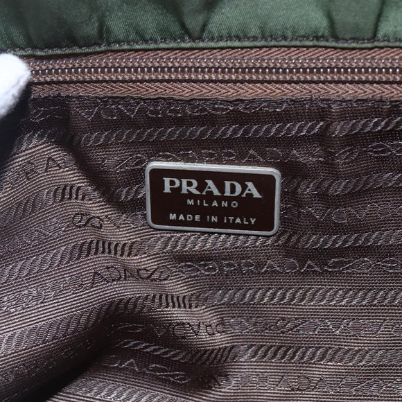 PRADA Tote Bag Nylon Khaki Silver Auth bs30154