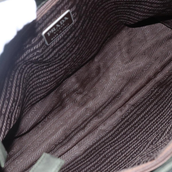 PRADA Tote Bag Nylon Khaki Silver Auth bs30154