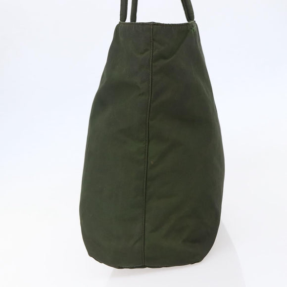 PRADA Tote Bag Nylon Khaki Silver Auth bs30154