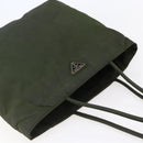 PRADA Tote Bag Nylon Khaki Silver Auth bs30154-6