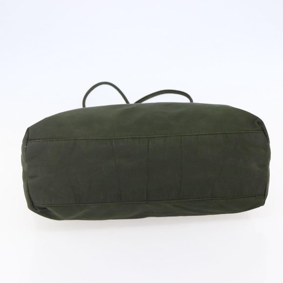 PRADA Tote Bag Nylon Khaki Silver Auth bs30154