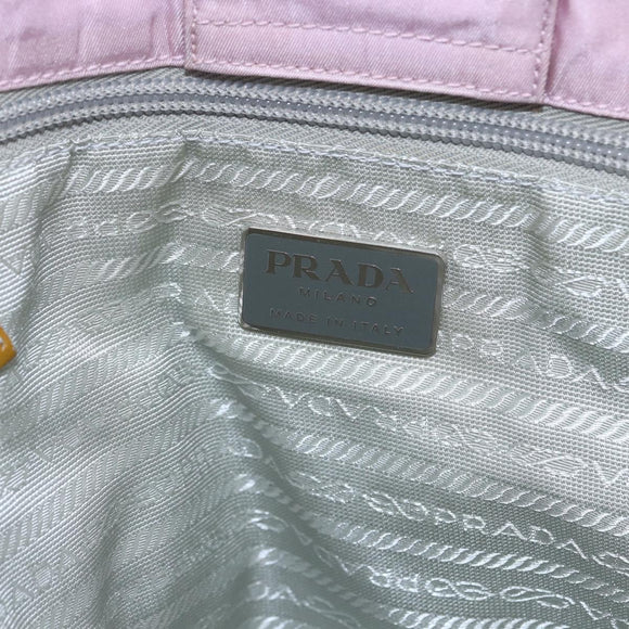 PRADA Tote Bag Nylon Pink Silver Auth bs30156