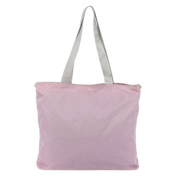 PRADA Tote Bag Nylon Pink Silver Auth bs30156