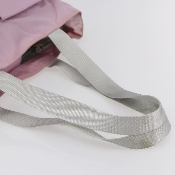 PRADA Tote Bag Nylon Pink Silver Auth bs30156