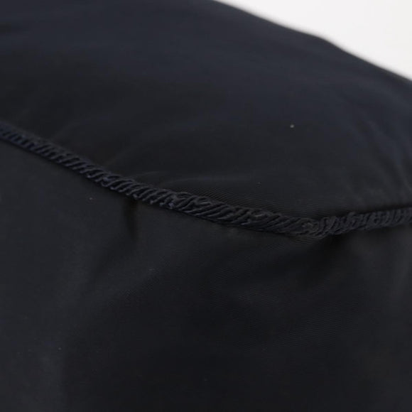 PRADA Beads Fringe Hand Bag Nylon Navy Gold Auth bs30157