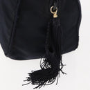 PRADA Beads Fringe Hand Bag Nylon Navy Gold Auth bs30157-10