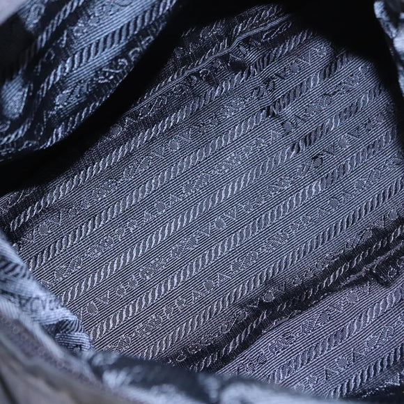 PRADA Beads Fringe Hand Bag Nylon Navy Gold Auth bs30157