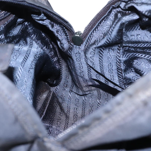 PRADA Beads Fringe Hand Bag Nylon Navy Gold Auth bs30157