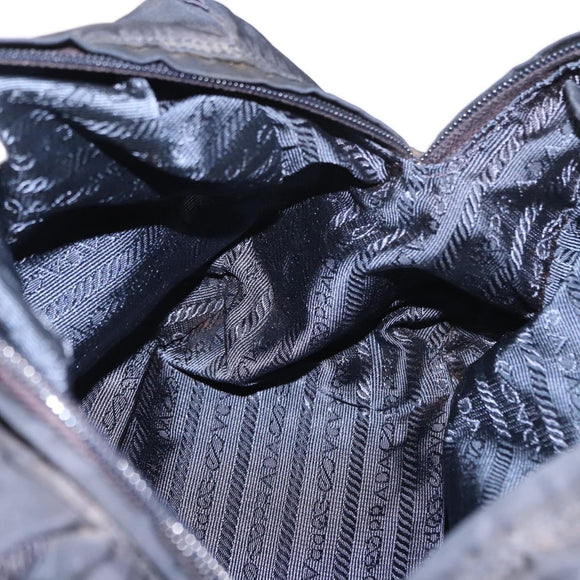 PRADA Beads Fringe Hand Bag Nylon Navy Gold Auth bs30157