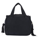 PRADA Beads Fringe Hand Bag Nylon Navy Gold Auth bs30157-2