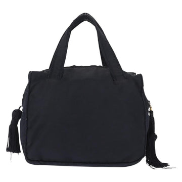 PRADA Beads Fringe Hand Bag Nylon Navy Gold Auth bs30157 - 0