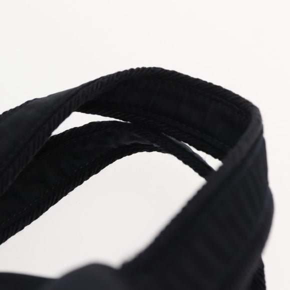 PRADA Beads Fringe Hand Bag Nylon Navy Gold Auth bs30157