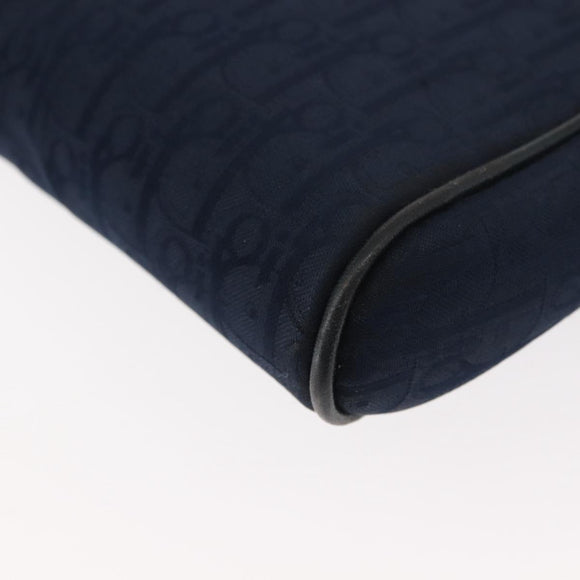 Christian Dior Trotter Canvas Shoulder Bag Navy Gold Auth bs30159