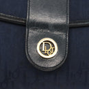 Christian Dior Trotter Canvas Shoulder Bag Navy Gold Auth bs30159-10