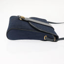 Christian Dior Trotter Canvas Shoulder Bag Navy Gold Auth bs30159-3