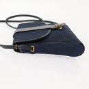 Christian Dior Trotter Canvas Shoulder Bag Navy Gold Auth bs30159-4