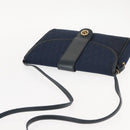 Christian Dior Trotter Canvas Shoulder Bag Navy Gold Auth bs30159-6
