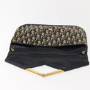 Christian Dior Trotter Canvas Clutch Bag Navy Gold Auth bs30160-8