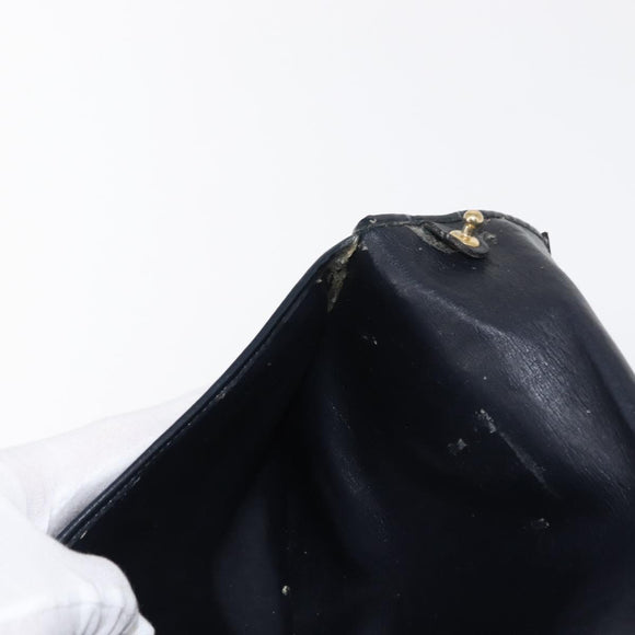 Christian Dior Trotter Canvas Clutch Bag Navy Gold Auth bs30160