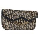 Christian Dior Trotter Canvas Clutch Bag Navy Gold Auth bs30160-1