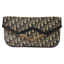 Christian Dior Trotter Canvas Clutch Bag Navy Gold Auth bs30160-13