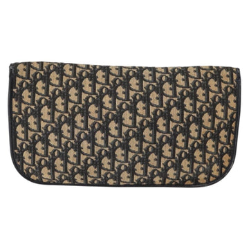 Christian Dior Trotter Canvas Clutch Bag Navy Gold Auth bs30160 - 0